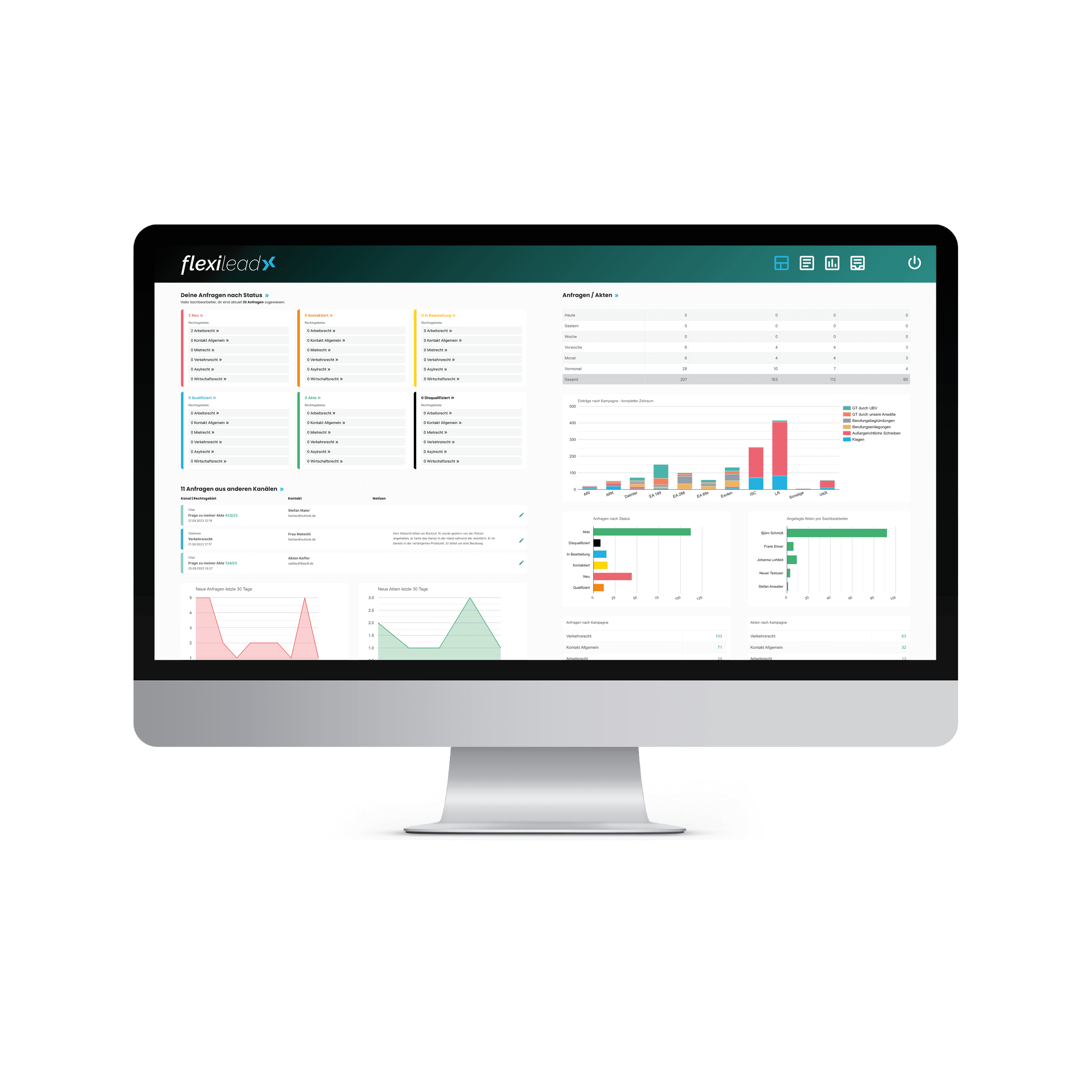 FlexiLead - Mandanten-Onboarding, maßgeschneidert für Ihren Kanzleierfolg - FlexiLeadMonitorBild_1